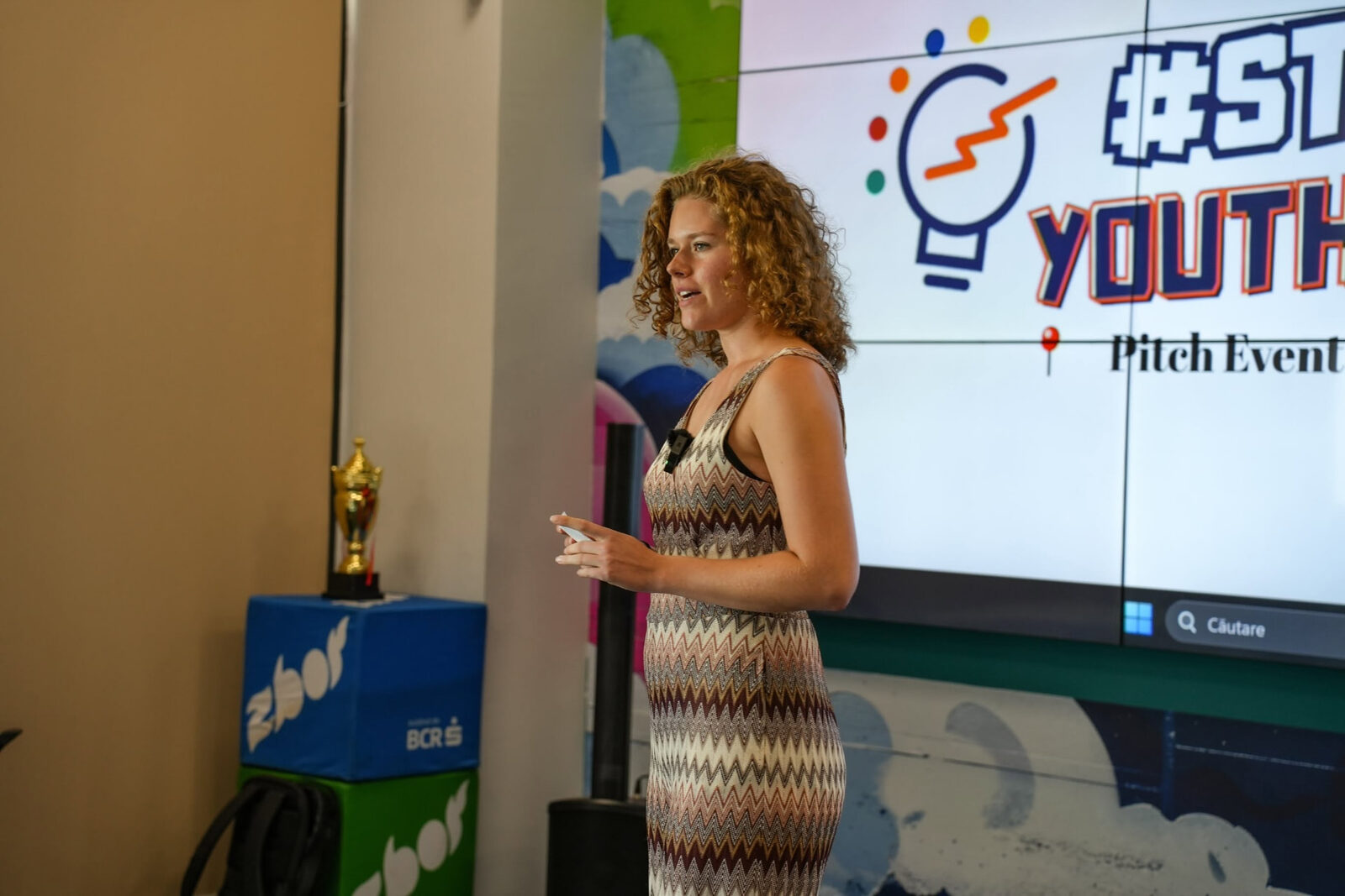 A speaker addressing young participants